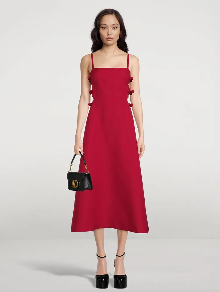 Bow-Trimmed Crepe Couture Midi Dress