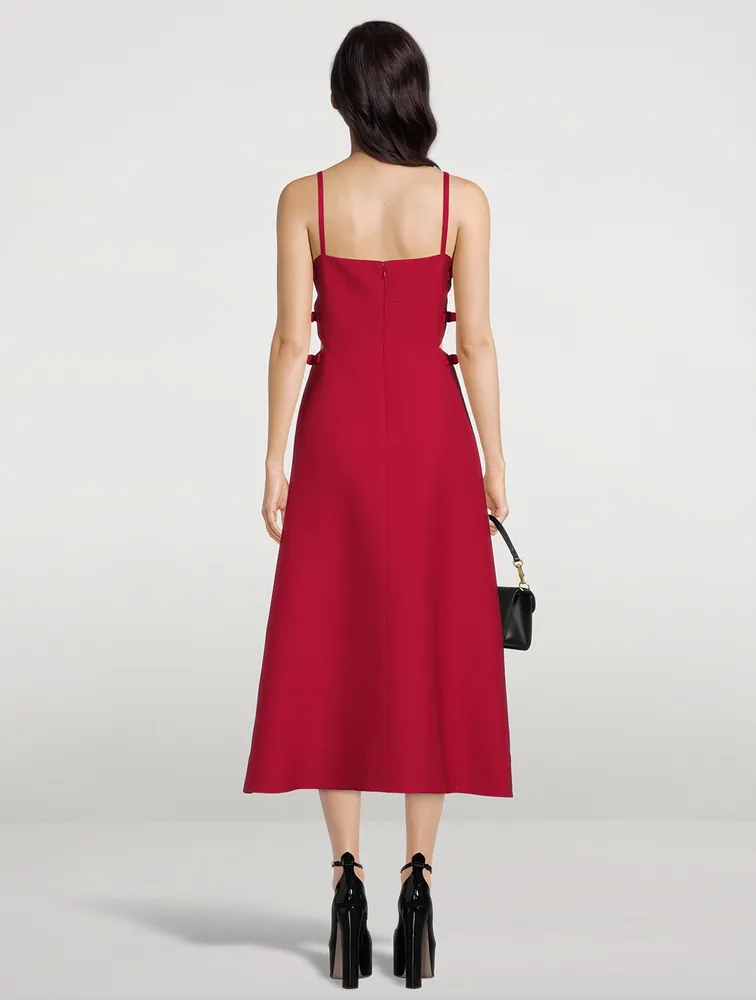 Bow-Trimmed Crepe Couture Midi Dress
