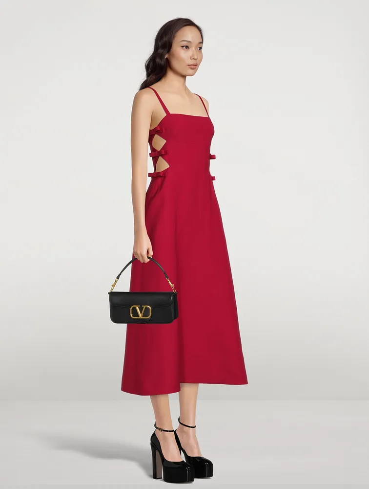 Bow-Trimmed Crepe Couture Midi Dress