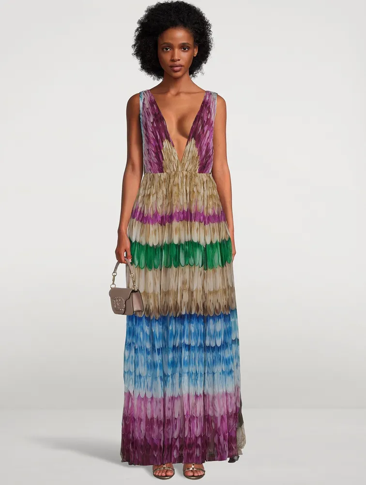 Feather Chiffon Gown