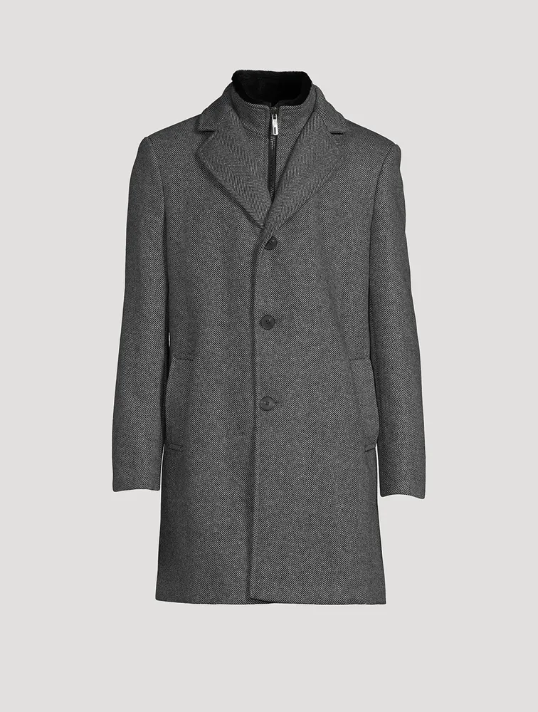 Wool-Blend Herringbone Coat