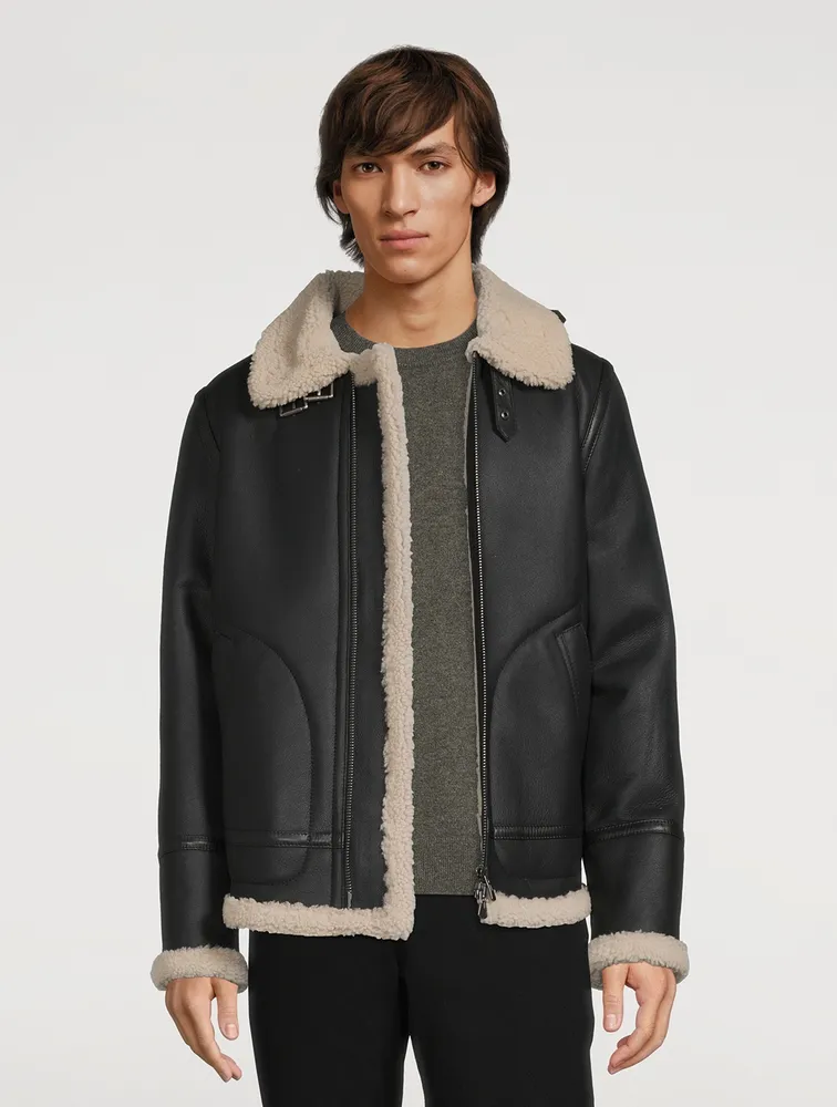 Ariel Genuine Sheepskin Shearling Aviator Jacket