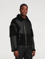 Wolfe Genuine Sheepskin Shearling Bomber Jacket