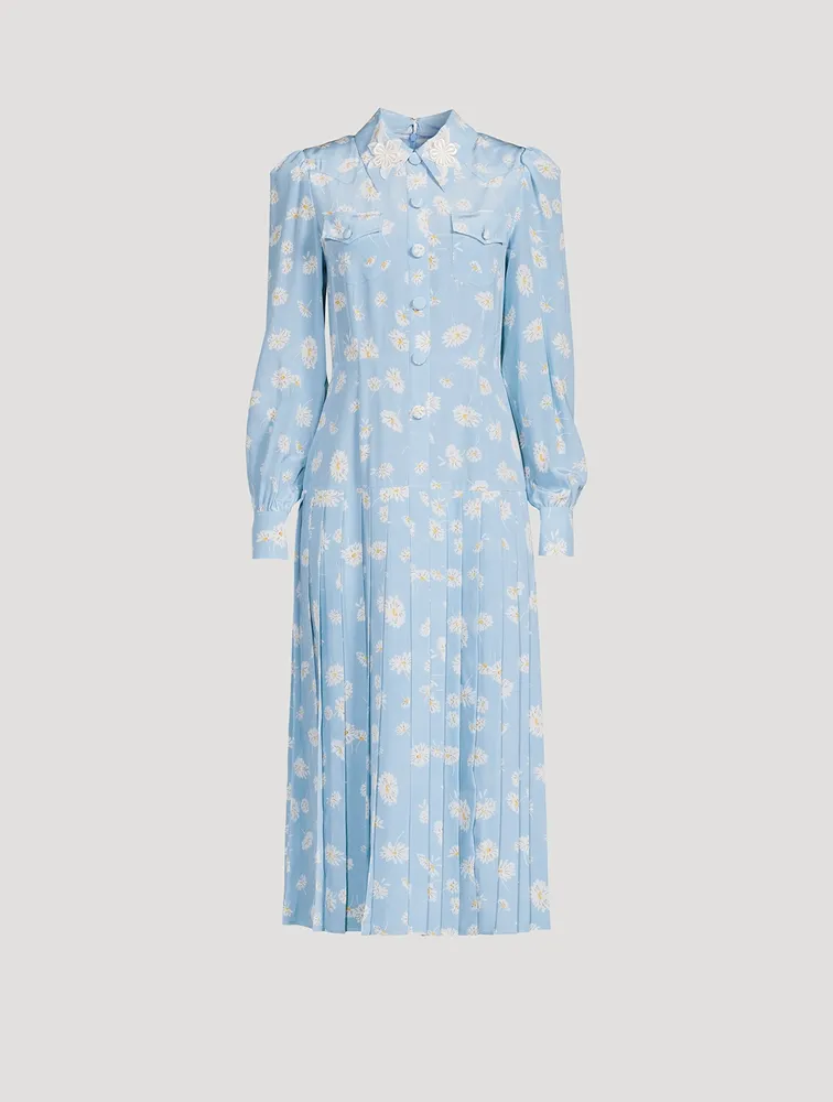 Silk Shirt Dress Daisy Print