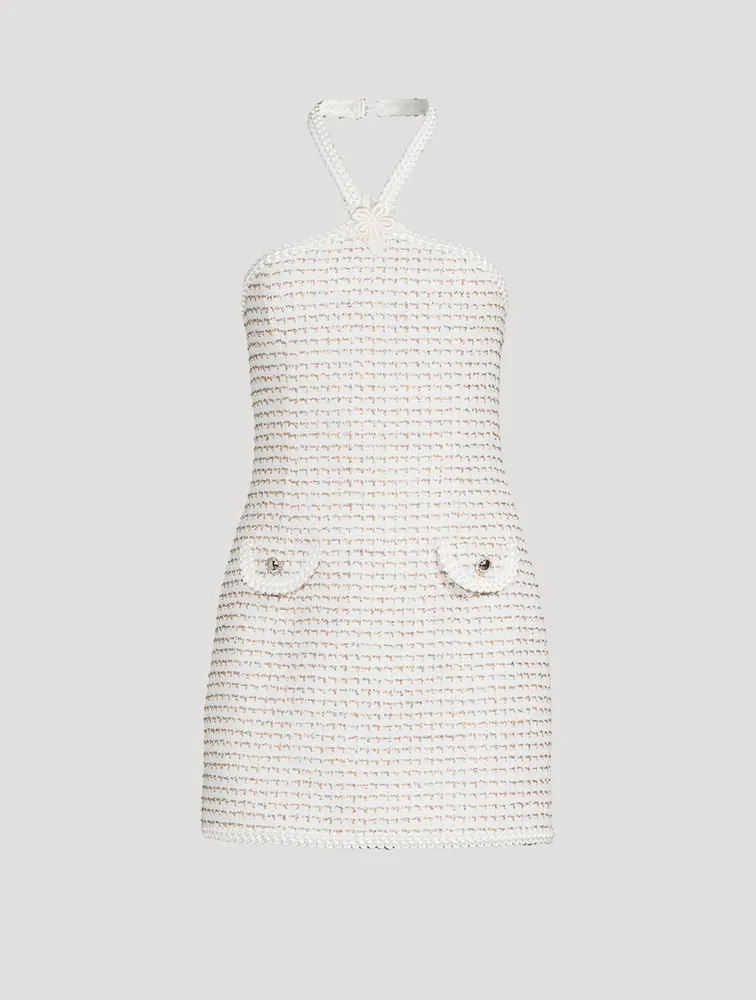 Tweed Lurex Halter Dress