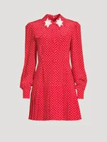 Silk Shirt Dress Polka Dot Print