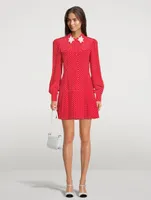 Silk Shirt Dress Polka Dot Print