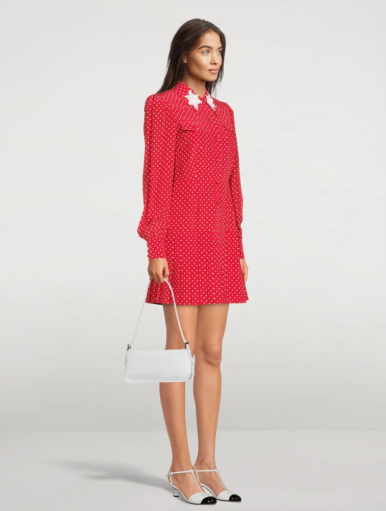 Silk Shirt Dress Polka Dot Print