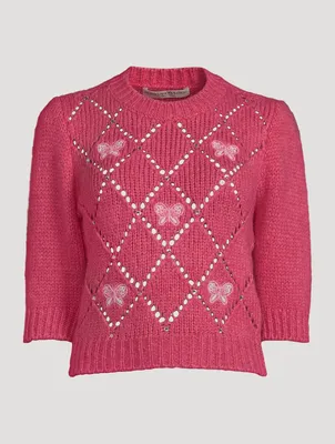 Embellished Short-Sleeve Sweater