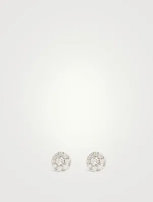 Tessa 18K White Gold Diamond Circle Stud Earrings
