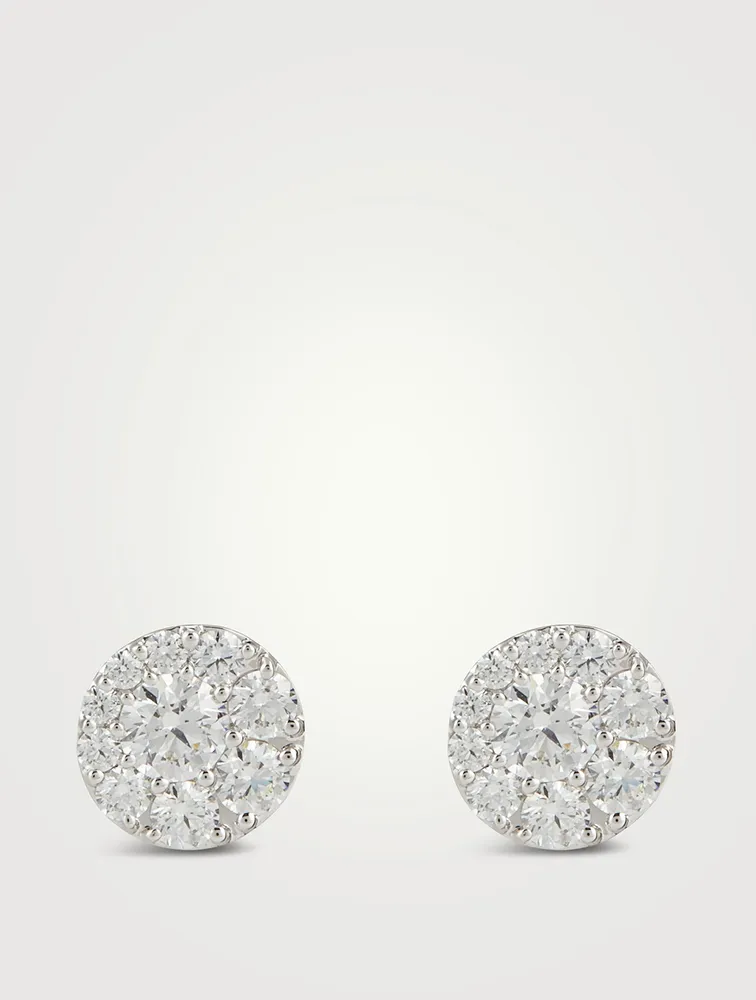 Tessa 18K White Gold Diamond Circle Stud Earrings