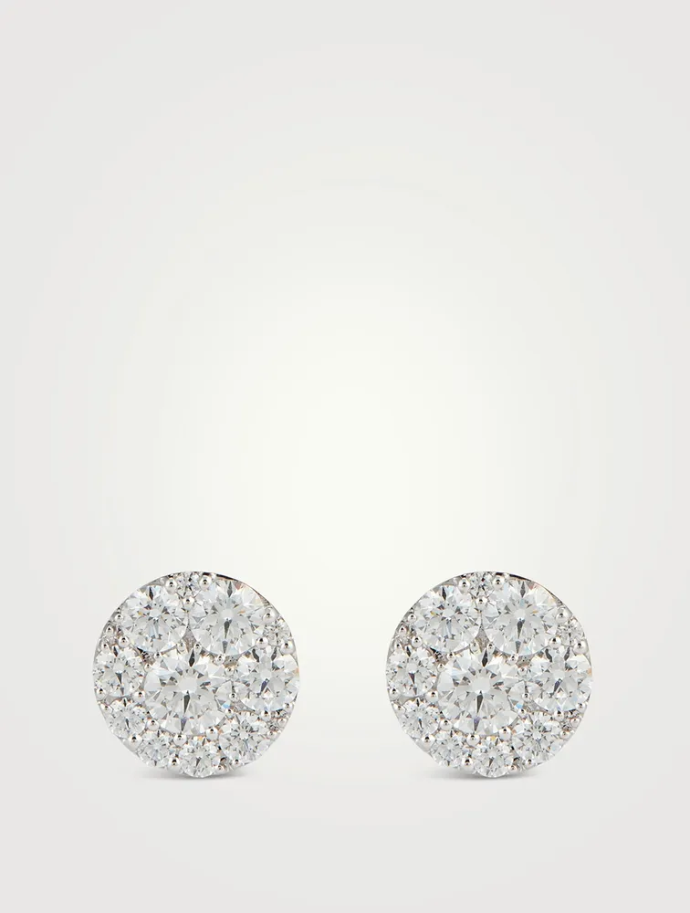 Tessa 18K White Gold Diamond Circle Stud Earrings