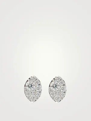 Tessa 18K White Gold Diamond Navette Stud Earrings