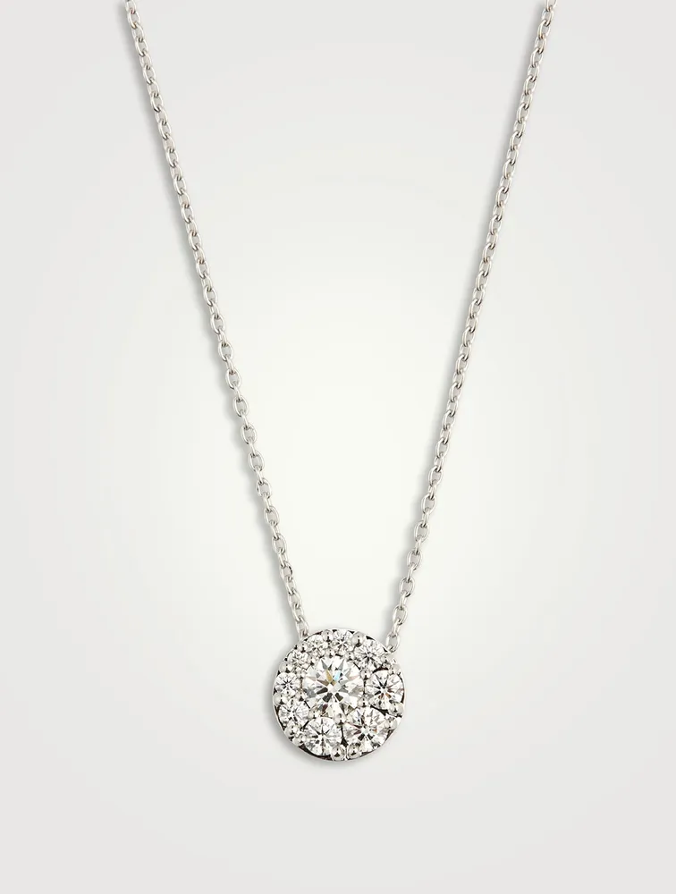 Tessa 18K White Gold Diamond Circle Pendant Necklace