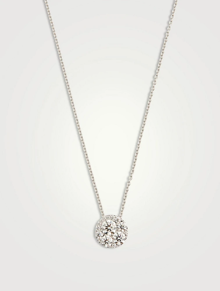 Tessa 18K White Gold Diamond Circle Pendant Necklace