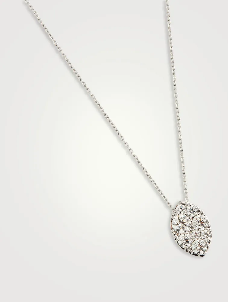 Tessa 18K White Gold Diamond Navette Pendant Necklace