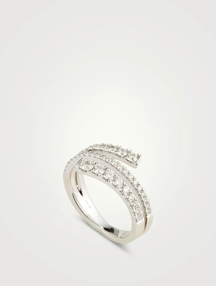 Grace 18K White Gold Wrap Right Hand Ring With Diamonds