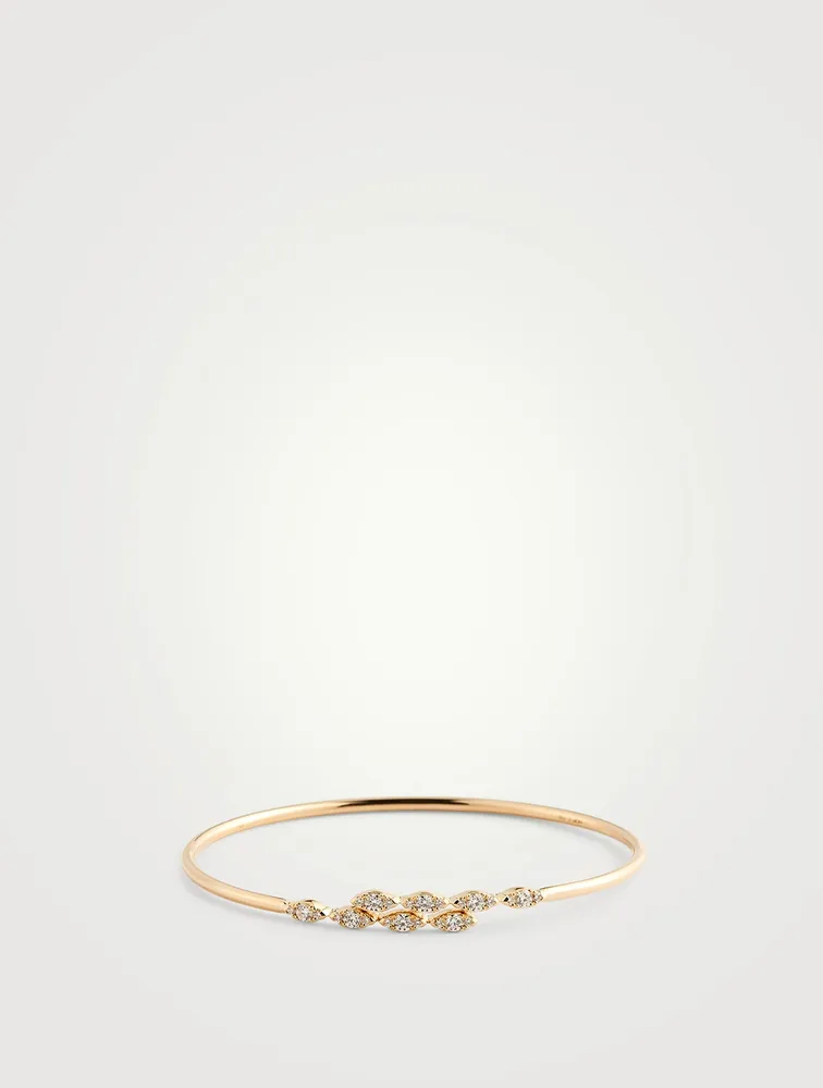 18K Gold Aerial Marquis Flexi Bangle Bracelet With Diamonds