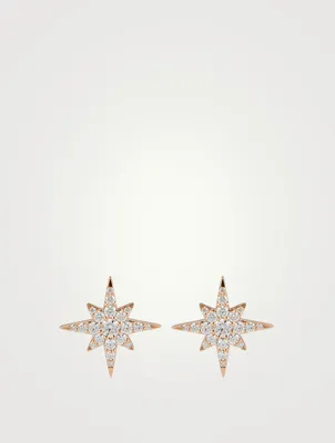18K Rose Gold Charmed Starburst Stud Earrings With Diamonds