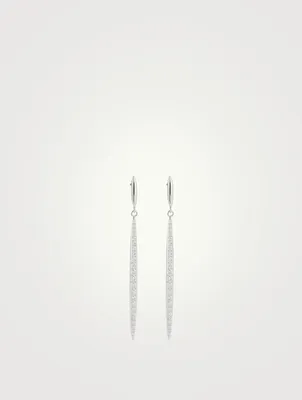 18K White Gold HOF Classic Stiletto Drop Earrings With Diamonds