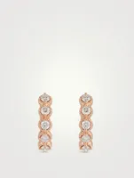 18K Rose Gold Diamond Bar Huggie Hoop Earrings With Diamonds