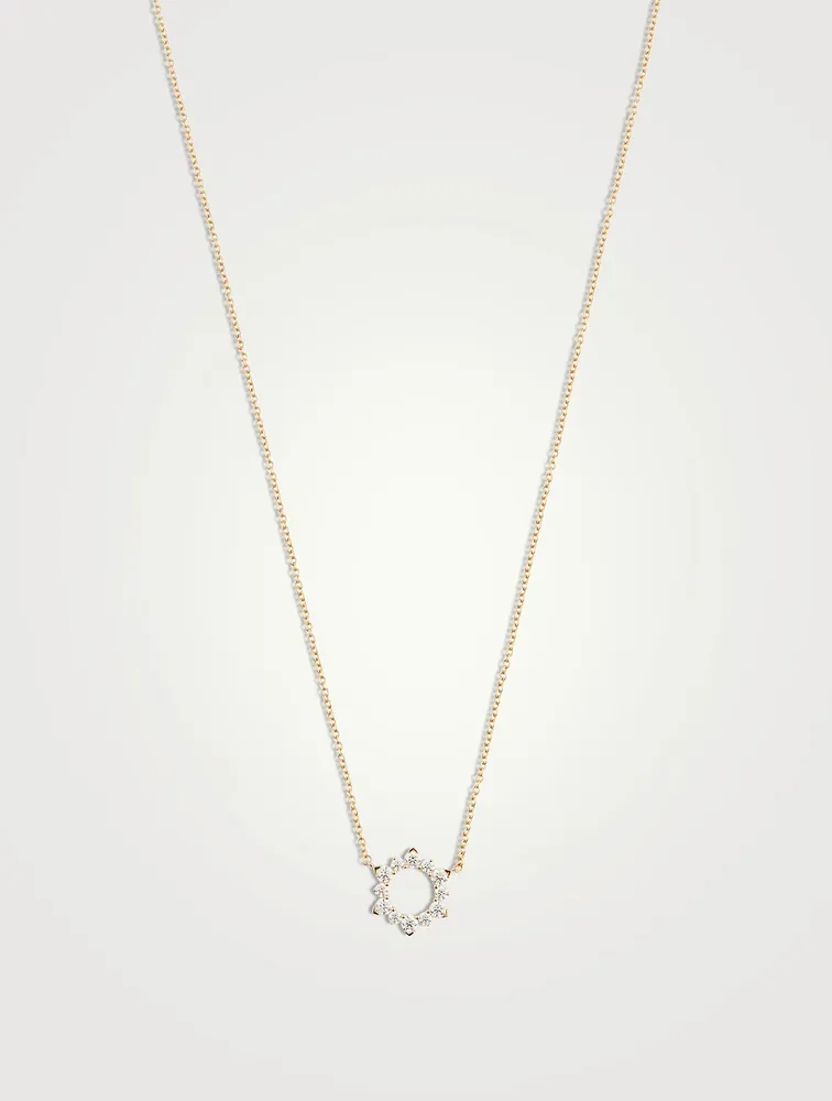 18K Gold Aerial Eclipse Pendant Necklace With Diamonds