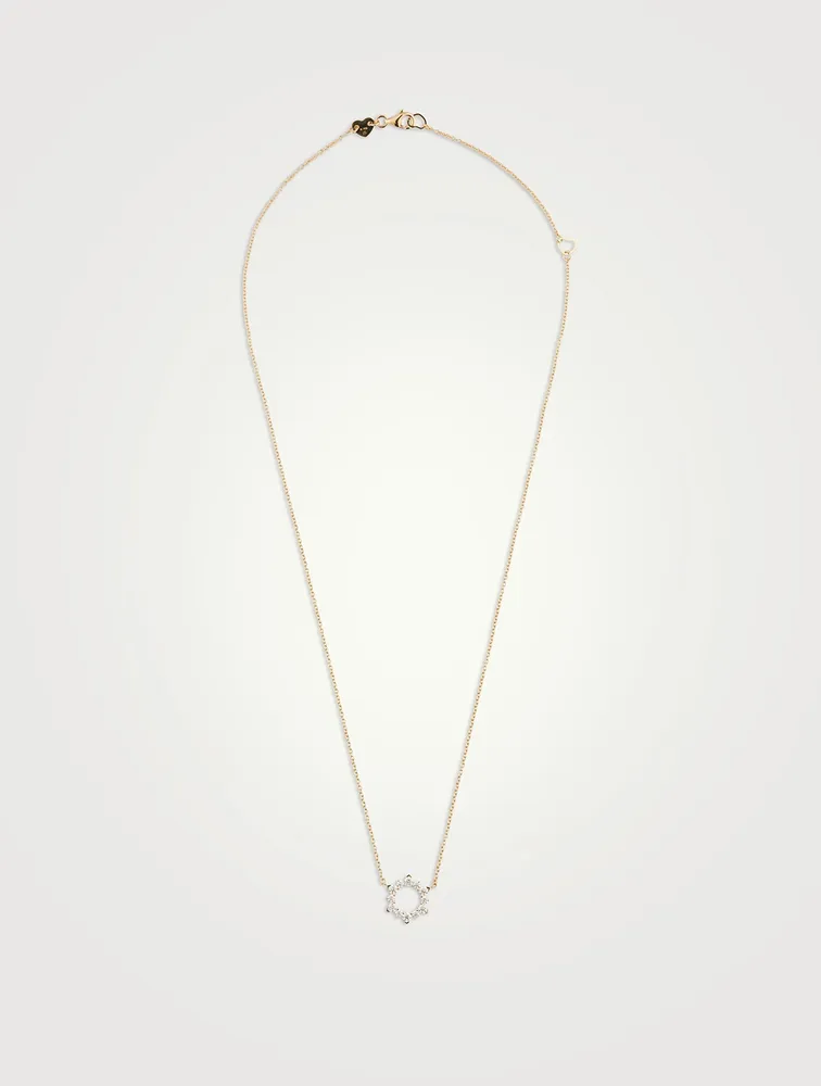 18K Gold Aerial Eclipse Pendant Necklace With Diamonds