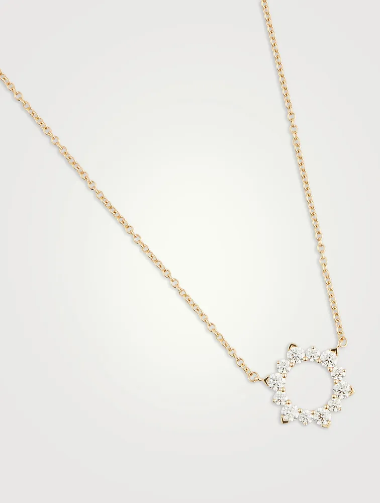 18K Gold Aerial Eclipse Pendant Necklace With Diamonds