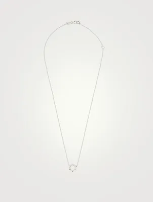 Mini 18K White Gold Aerial Eclipse Pendant Necklace With Diamonds