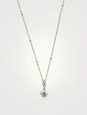 18K White Gold Aerial Petite Drop Pendant Necklace With Diamonds