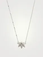 18K White Gold Aerial Sunburst Pendant Necklace With Diamonds