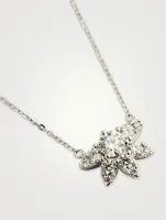 18K White Gold Aerial Sunburst Pendant Necklace With Diamonds