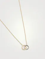 18K Gold HOF Classic Interlocking Circle Pendant Necklace With Diamonds