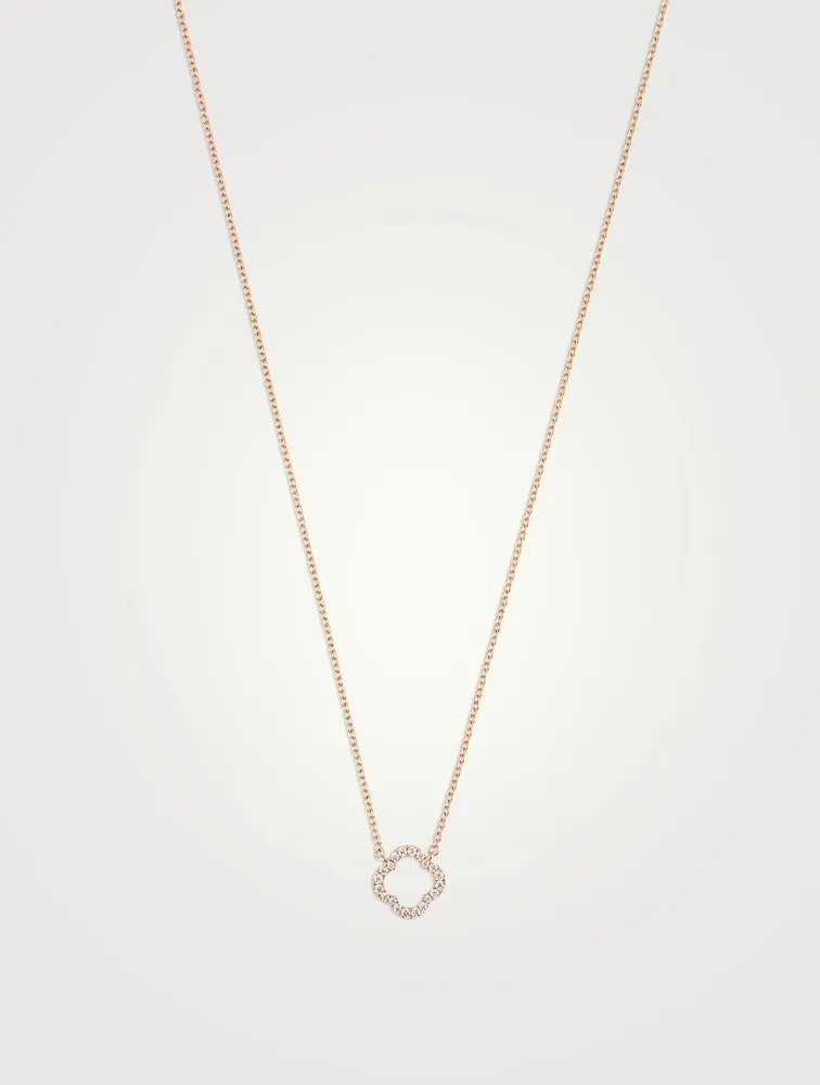 18K Rose Gold Signature Petal Pendant Necklace With Diamonds