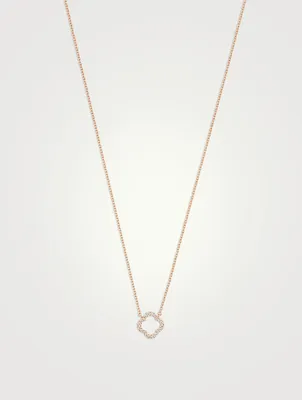 18K Rose Gold Signature Petal Pendant Necklace With Diamonds