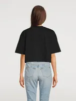 Metallic Flocked Logo Cropped T-Shirt