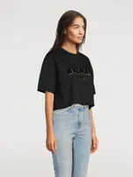 Metallic Flocked Logo Cropped T-Shirt