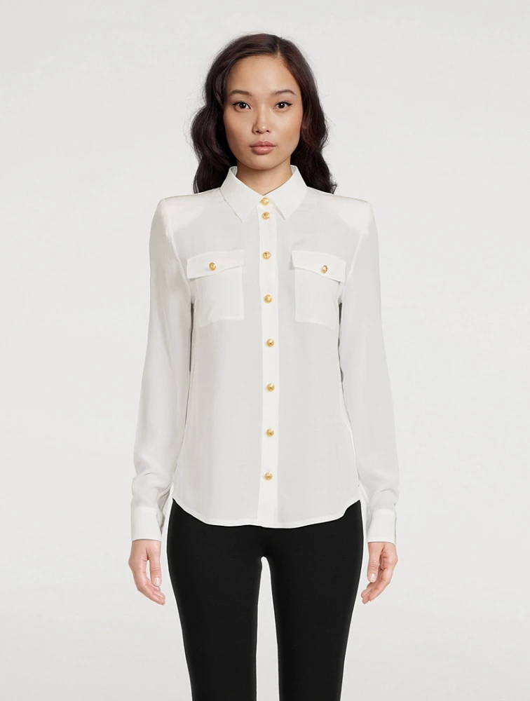 Silk Two-Pocket Blouse