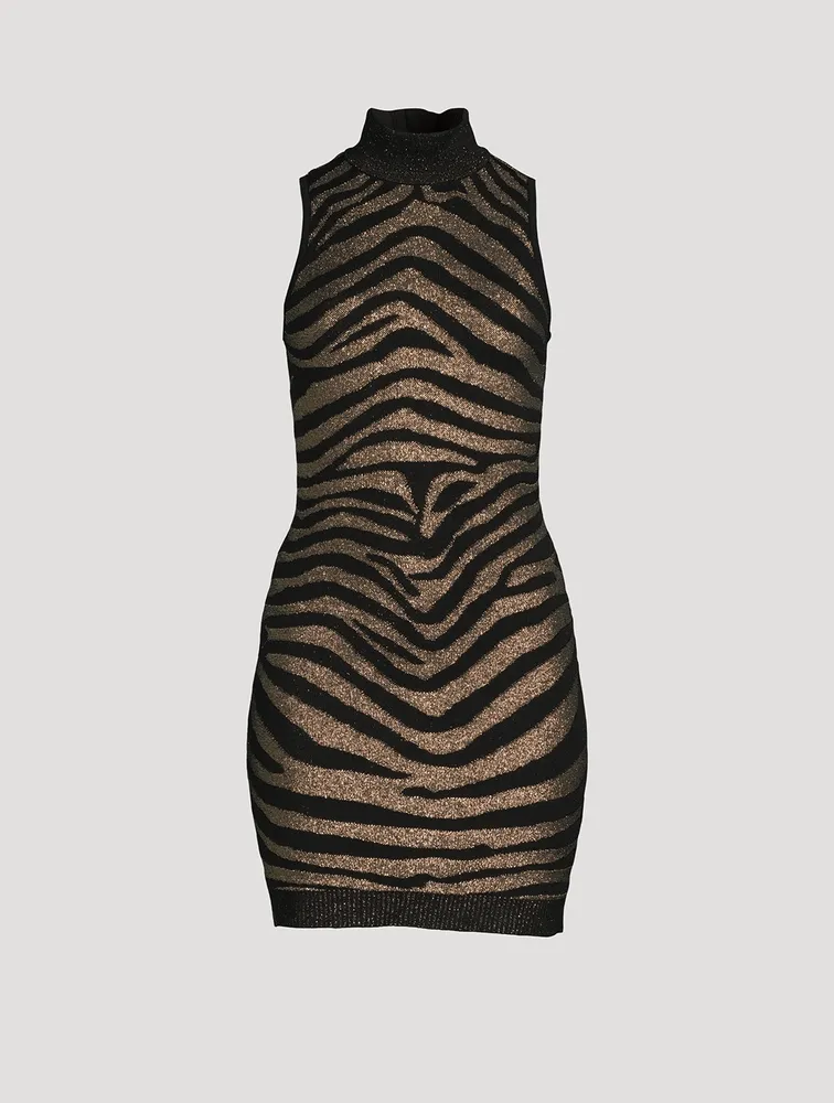 Zebra Stripe Jacquard Mini Dress