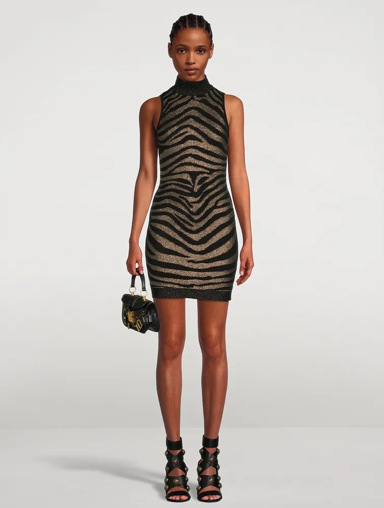 Zebra Stripe Jacquard Mini Dress