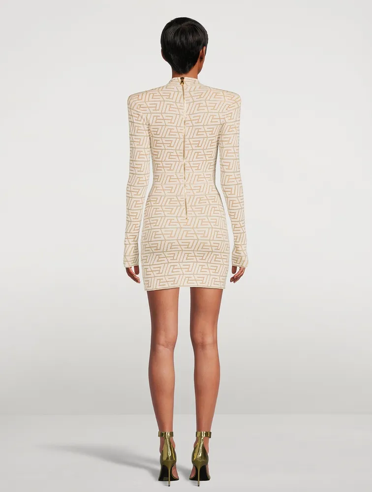 Pyramide Long-Sleeve Knit Mini Dress