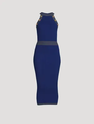 Golden Edge Knit Midi Dress