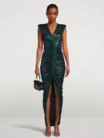 Draped Iridescent Jersey Gown