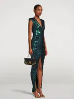 Draped Iridescent Jersey Gown