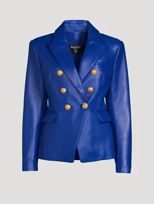 Leather Double-Breasted Blazer