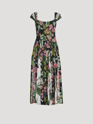 Cady Inset Midi Dress Mixed Botanical Print