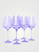 Coloured Glass Stemware Wine Glasses - Set Of 6