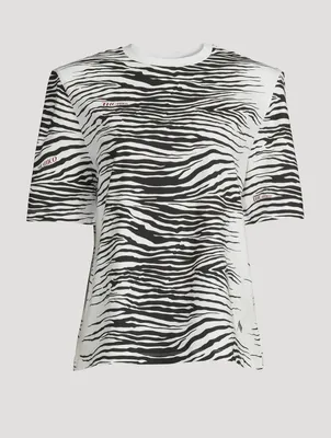 Bella Padded Shoulder T-Shirt Tiger Print