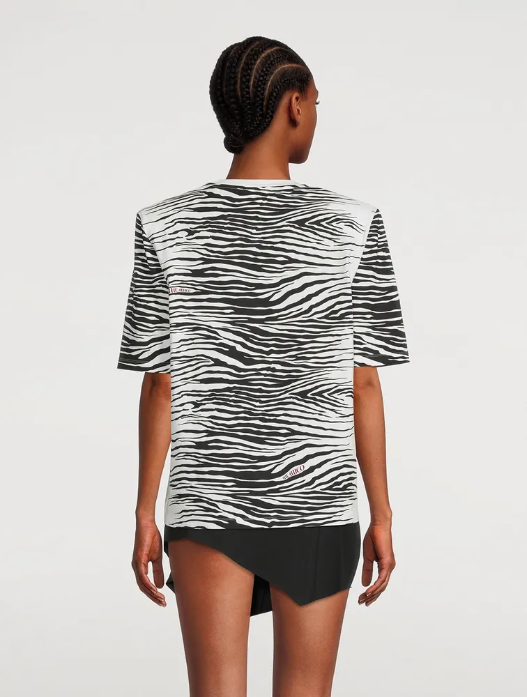 Bella Padded Shoulder T-Shirt Tiger Print