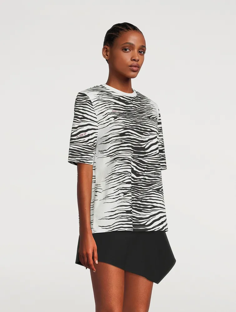 Bella Padded Shoulder T-Shirt Tiger Print